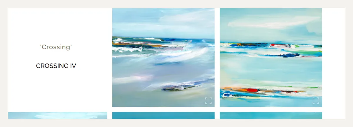 Two paintings from the Crossing series shown beside the series title on the index page